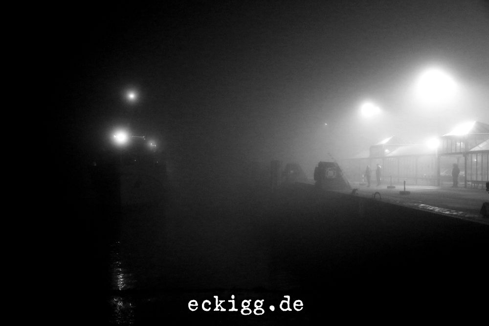 Nebel im Februar im Fährhafen in Cuxhaven