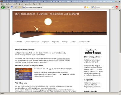 Internetauftritt - Ferien in Duhnen