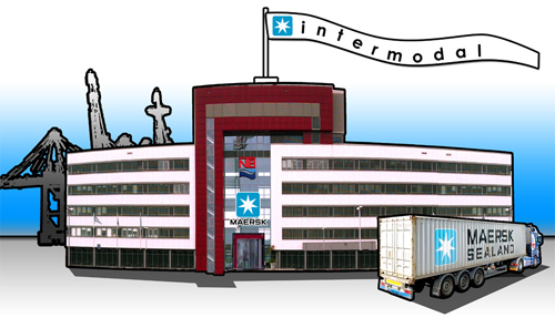 Idee für ein Screendesign, Illustration Containerhafen Bremerhaven